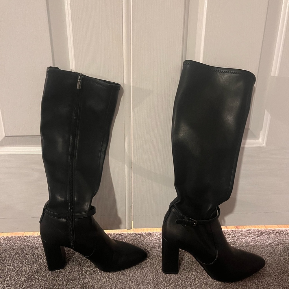Black knee high block heel boots size 7